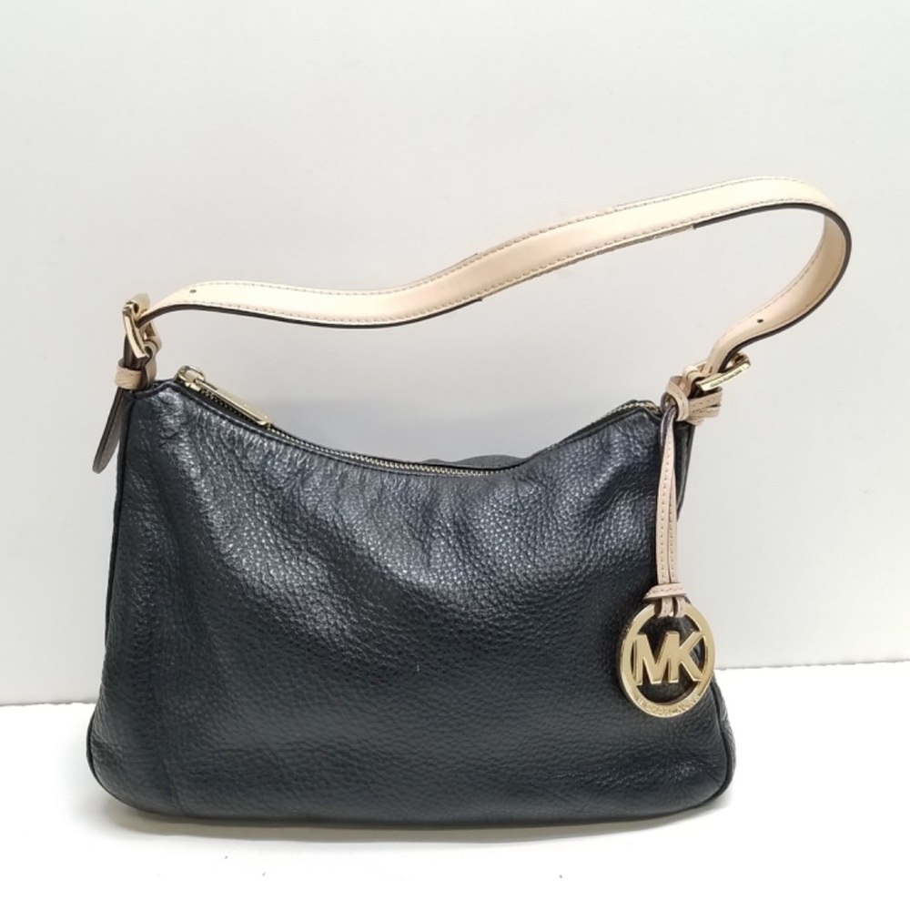 Michael Kors Jet Set Black Pebbled Leather Shoulder Bag